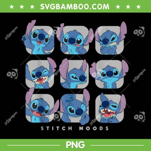 Disney Lilo and Stitch Moods PNG, Cute Stitch Emotion PNG, Funny Disney Stitch Lover PNG