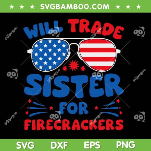 Will Trade Sister for Firecrackers SVG, Funny Family 4th Of July SVG, Sister Fireworks DXF SVG PNG EPS