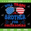 Will Trade Brother for Firecrackers SVG, Funny Family 4th Of July SVG PNG, Brother Fireworks DXF SVG PNG EPS