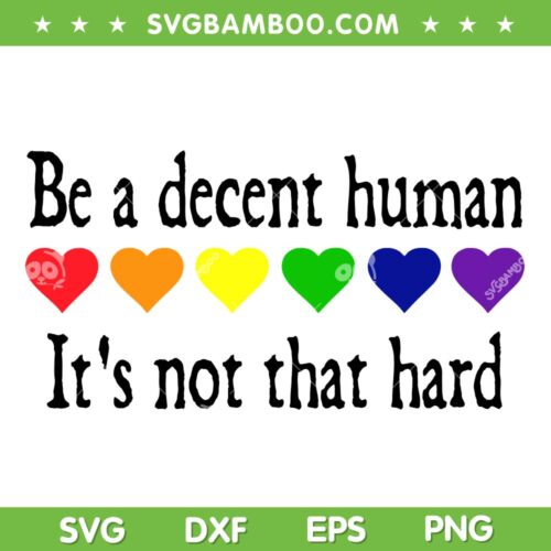 Be A Decent Human It's Not that Hard SVG, Funny LGBT Heart Sayings SVG PNG
