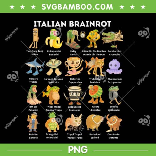 Italian Brainrot Meme PNG, Brainrot All Characters PNG, Tung Tung Tung Sahur PNG