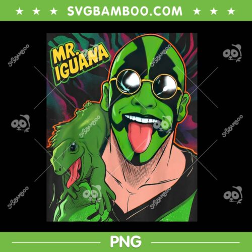 Mr Iguana Tongue Out PNG, Funny Lizard Wrestler Cartoon PNG
