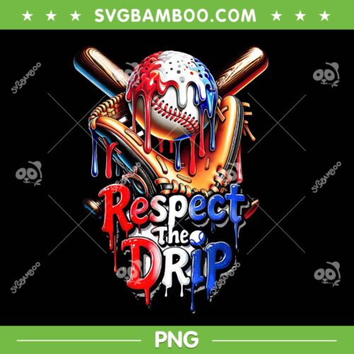 Red White Blue Baseball PNG, Ice Cream Drip Youth Boys Baseball PNG