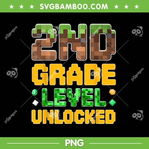 Minecraft 2nd Grade PNG, Boys Gamer Second Grade PNG, First Day of School 2025