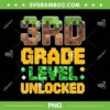 3rd Grade Level Unlocked Minecarft PNG, Boys Gamer First Day of Third Grade PNG 3rd Grade Level Unlocked Minecarft PNG, Boys Gamer First Day of Third Grade PNG