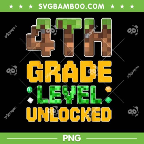 Minecraft 4th Grade Level Unlocked PNG, Boys Gamer Fourth Grade PNG