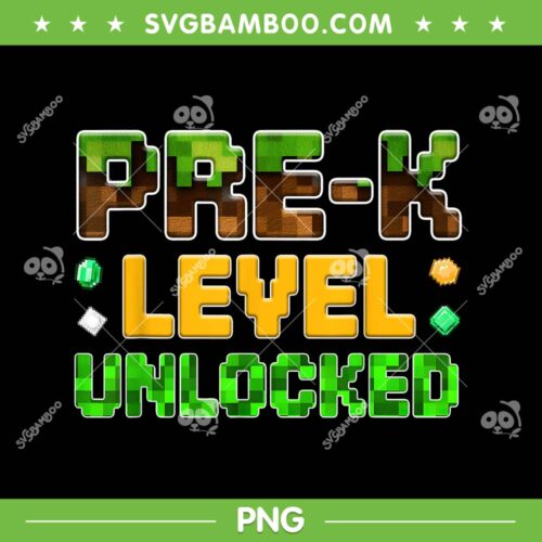 Pre-K Boys Minecraft PNG, Pixel Gamer First Day of Preschool PNG