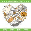 Boo Halloween SVG PNG, Witch Hat Ghost Pumpkin Heart SVG, Cute Spooky Doodle Clipart SVG