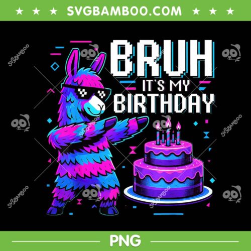 Llama Bruh Its My Birthday PNG, Llama Pinata Dabbing Party PNG