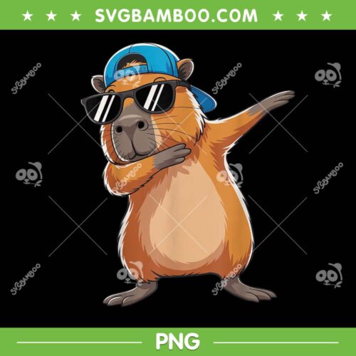 Dabbing Capybara PNG, Cute Capybara Sunglasses PNG