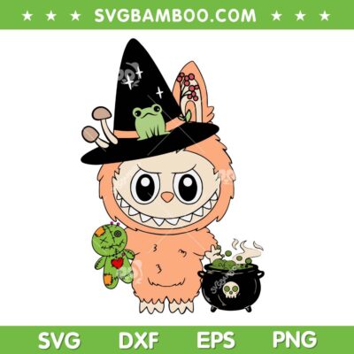 Cute Labubu Witch SVG, Funny Labubu Halloween SVG PNG, Labubu Girl Lover DXF SVG PNG EPS