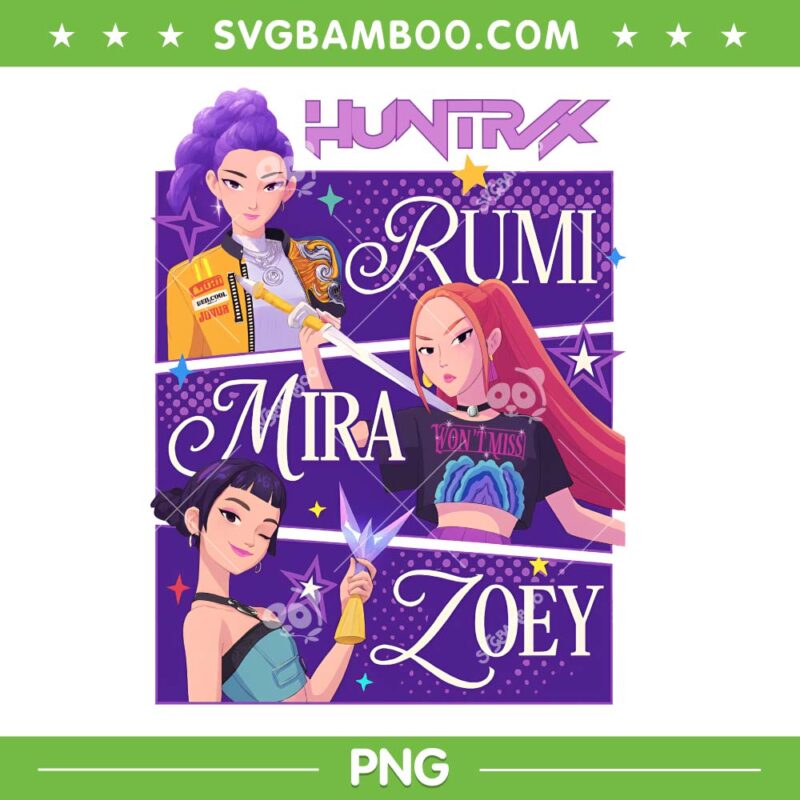 Huntrix Kpop Demon Hunters PNG Rumi Mira Zoey PNG