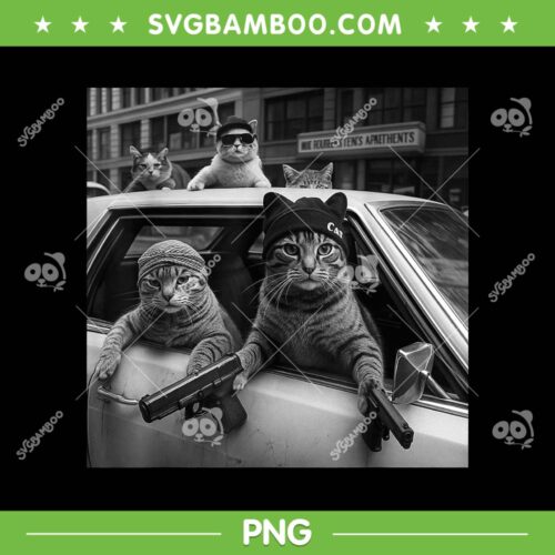 Funny Gangster Cats PNG, Cat Street Graphic PNG, Cool Cats Sunglasses