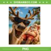Reindeer Beach Selfie Christmas in July PNG, Funny Reindeer Selfie with Santa PNG