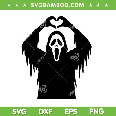 Ghostface Heart Hand SVG, Halloween Ghost face SVG PNG, Horror Movie Scream Ghostface SVG