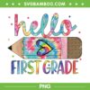 Hello First Grade Leopard PNG, 1st Grade Pencil Tie Dye PNG, Pencil Back to School Leopard PNG