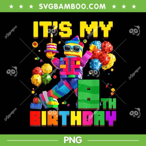 Its My 8th Birthday Building Brick PNG, Boys Eighth Years Old Building Brick PNG