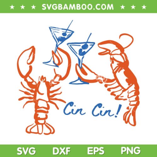 Martini Red Lobster Fisherman SVG, Lobster Summer Cocktail SVG PNG