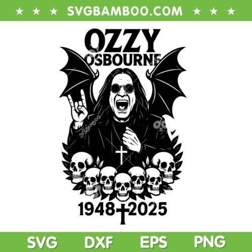 Ozzy Osbourne 2025 SVG PNG, Ozzy Prince of Darkness SVG, Ozzy Rip 1948 2025
