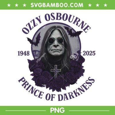 Ozzy Osbourne Prince of Darkness PNG, Ozzy RIP 2025 PNG, Rock in Peace Ozzy PNG