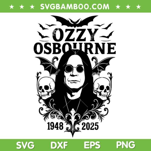 Ozzy Osbourne Prince of Darkness SVG, Ozzy RIP 2025 SVG PNG, Rock In Peace Ozzy SVG
