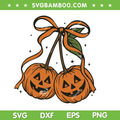 Pumpkin Cherries Autumn Girly SVG, Halloween Pumpkin 2025 SVG PNG