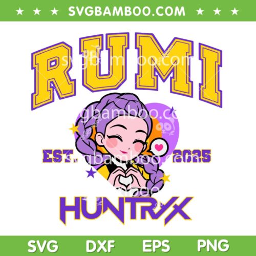 Rumi Huntrix SVG, Kpop Demon Hunters Chibi Rumi 2025 SVG PNG, Kpop Huntrix Rumi Heart SVG