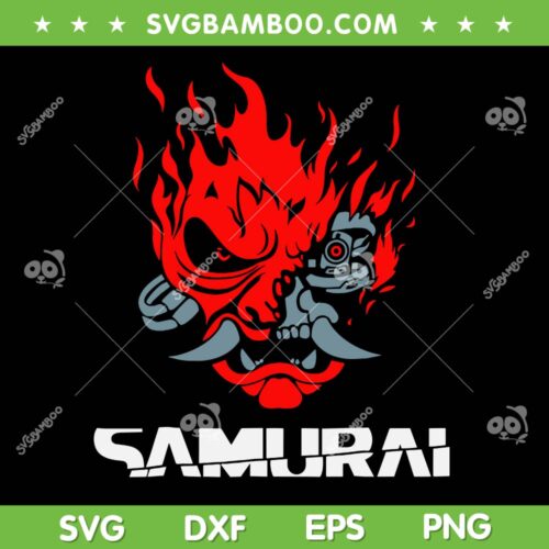 Samurai Japanese Demon Mask SVG, Anime Demon Cyber Runners Punk SVG PNG