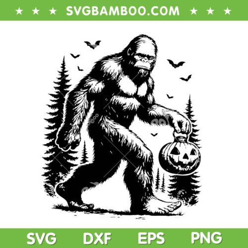 Halloween Bigfoot Pumskin SVG, Funny Spooky Bigfoot Pumpkin SVG PNG