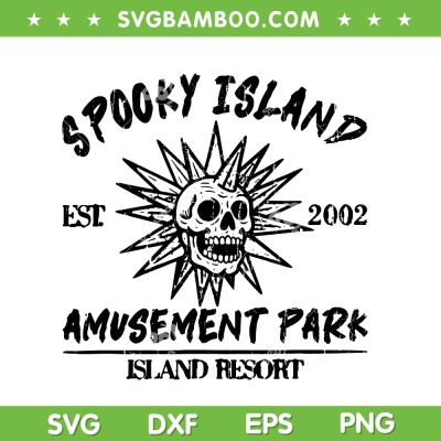 Spooky Island Amusement Park SVG, Halloween Disco Skull SVG PNG, Skull Island Resort 2002 SVG PNG
