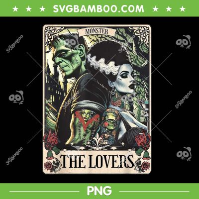 Monster Frankenstein And Bride Tarot Card PNG, The Lovers Tarot Card PNG