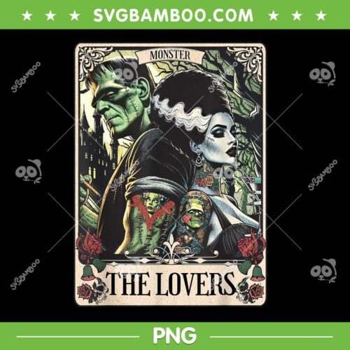 Monster Frankenstein And Bride Tarot Card PNG, The Lovers Tarot Card PNG