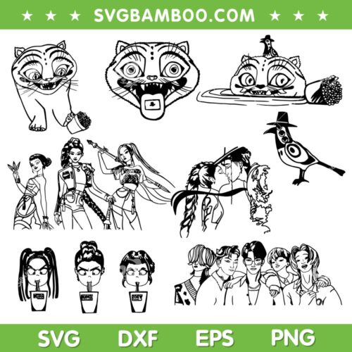 Kpop Demon Hunters SVG Bundle, Huntrix SVG Bundle, Saja Boys Bundle SVG