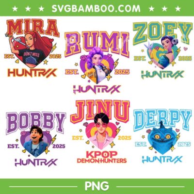 Kpop Demon Hunters Bundle, Rumi Mira Zoey Bundle PNG, Huntrix PNG Bundle