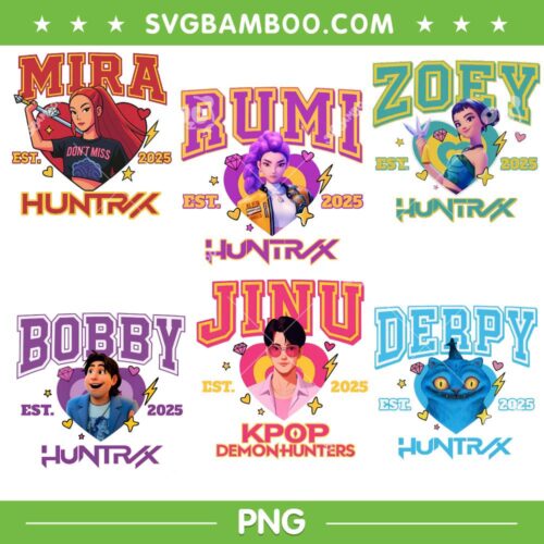 Kpop Demon Hunters Bundle, Rumi Mira Zoey Bundle PNG, Huntrix PNG Bundle