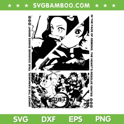 Demon Slayer Characters SVG, Anime Demon Slayer Black and White SVG PNG