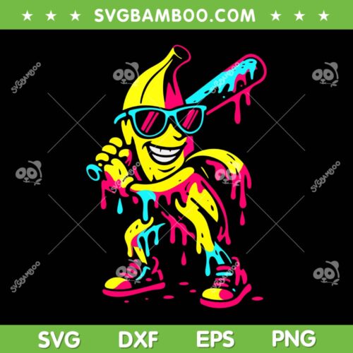Banana Baseball Drip SVG PNG, Kids Baseball Banana SVG, Lets Go Bananas