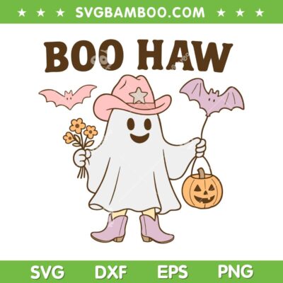 Boo Haw SVG, Funny Ghost Cowboy Halloween SVG PNG, Boo Ghost Western