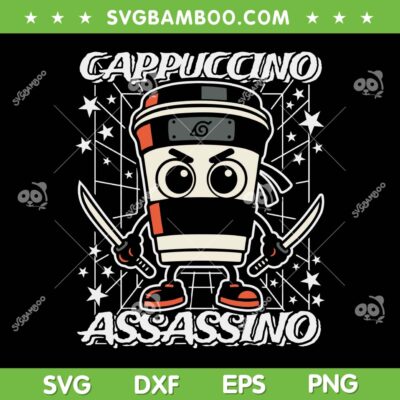 Cappuccino Assassino Italian Brainrot SVG, Coffee Assassin Meme SVG PNG