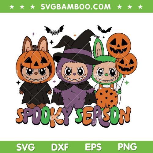 Halloween Labubu Spooky Season SVG, Cute Labubu Happy Halloween SVG PNG
