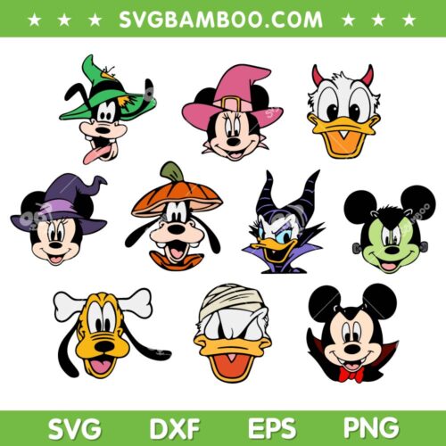 Disney Friends Head Halloween SVG Bundle, Mickey Minnie Mouse and Friends Halloween Bundle SVG