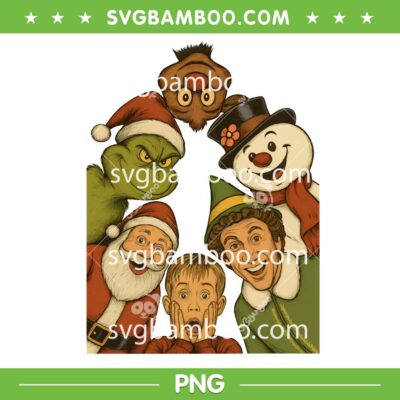 Christmas Characters Circle PNG, Grinch Santa Buddy Elf Holiday Movie Characters PNG, Wholesome Nostalgic Xmas Christmas Characters Circle PNG, Grinch Santa Buddy Elf Holiday Movie Characters PNG, Wholesome Nostalgic Xmas