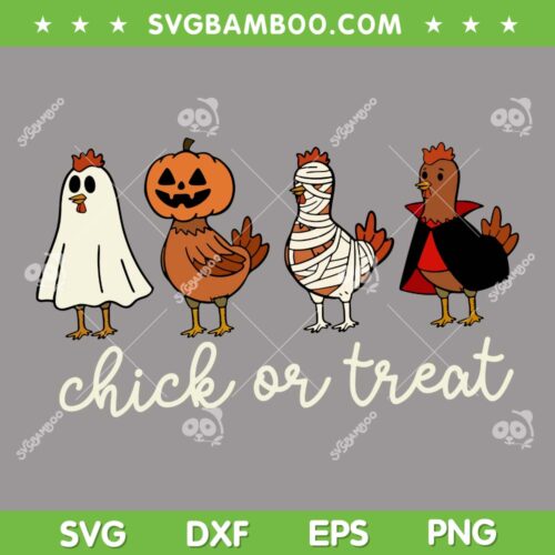 Chick or Treat SVG PNG, Comfort Colors Chicken Ghost Mummy Halloween SVG