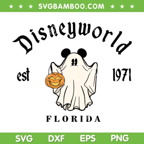 Mickey Ghost Disneyworld SVG, Disney Mouse Pumpkin Halloween 1971 SVG PNG