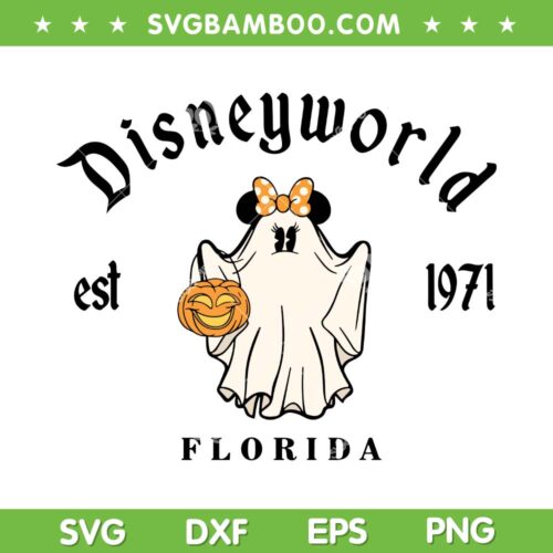 Mickey Minnie Ghost Disneyworld SVG, Minnie Mouse Pumpkin Halloween 1971 SVG PNG