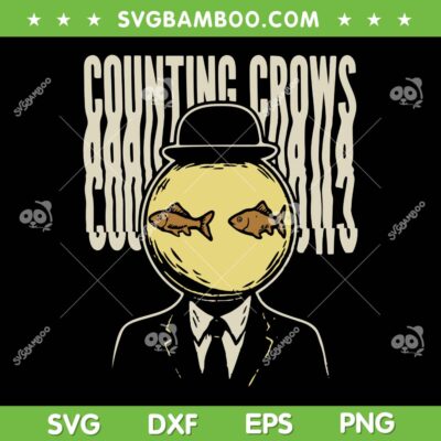 Counting Crows SVG PNG, Fishbowl Head SVG PNG, Surreal Suit Man with Goldfish SVG