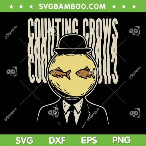 Counting Crows SVG PNG, Fishbowl Head SVG PNG, Surreal Suit Man with Goldfish SVG
