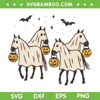 Ghost Horse Halloween SVG, Cowboy Horse Boo Ghost SVG PNG, Horse Pumpkin Spooky Season