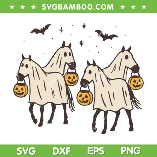 Ghost Horse Halloween SVG, Cowboy Horse Boo Ghost SVG PNG, Horse Pumpkin Spooky Season