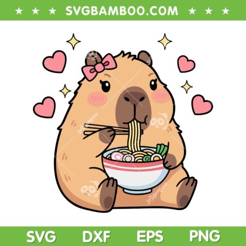 Capybara Ramen Kawaii SVG PNG, Cute Capybara Kawaii SVG, Kids Girl Capy Lover